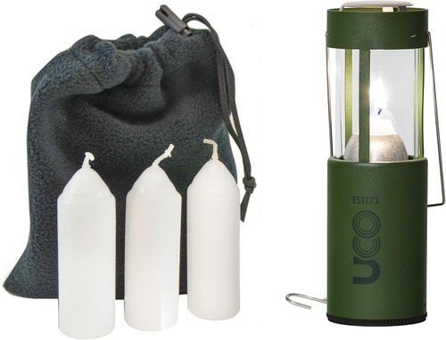 UCO Original Candle Lantern Value Pack with 3 Candles and Storage Bag, Original Size, Powder Coated, Forest