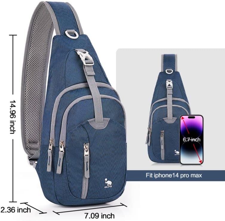 Kimlee Sling Bag Crossbody Bags Men, Travel Hiking Chest Daypack for Women One Strap Backpack Lightweight Over Shoulder Bag