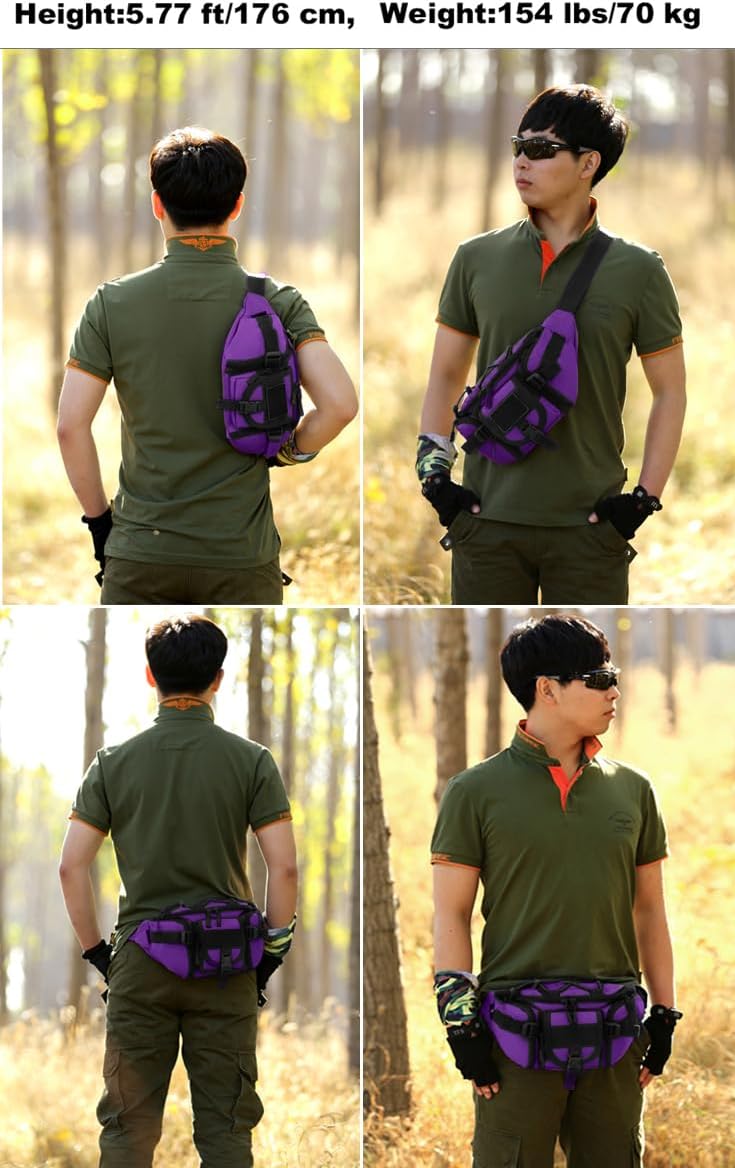 ArcEnCiel Tactical Fanny Pack for Men Waist Bag Hip Belt Outdoor Hiking Fishing Bumbag with Patch