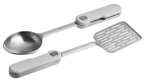 Stanley Wildfare Pro Stainless Steel Fold & Go Utensil Set | Folding Spatula and Spoon | Packable Outdoor Cookware | Camping Essentials for Your Camp Kitchen | BPA-Free | Pale Pebble & Stone