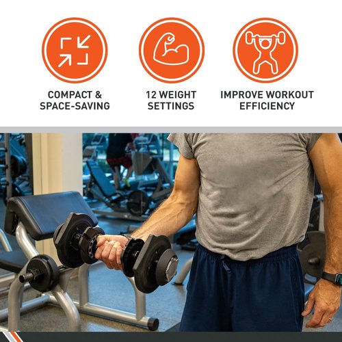 Body Sport 3-40 lb. Single Adjustable Dumbbell with Non-Slip, Comfort Grip & Contoured Full Rotation Handle