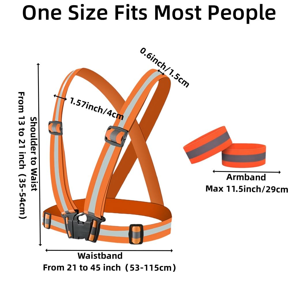 Accfore Reflective Safety Vest Set of 6,High Visibility Vest Adjustable Straps,Safety Reflective Gears for Walking,Running,Outdoor Jogging,Cycling,Workers(Orange)
