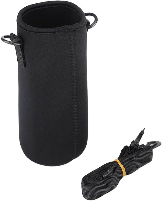 Water Bottle Sleeve, Soft Water Bottle Carrying Pouch, Drink Bottle Holder Bag for Outdoor Camping Hiking Fishing(19cm-Black)