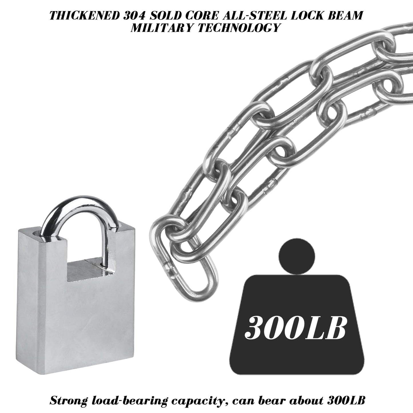 2pcs Bike Chain Lock, Security Chain Lock, Premium Case-Hardened Safety Chain Bicycle Chain Lock for Bike Motorcycle Generator Gate Outdoor Furniture, Cannot Be Cut with Bolt Cutters & Hand Tool