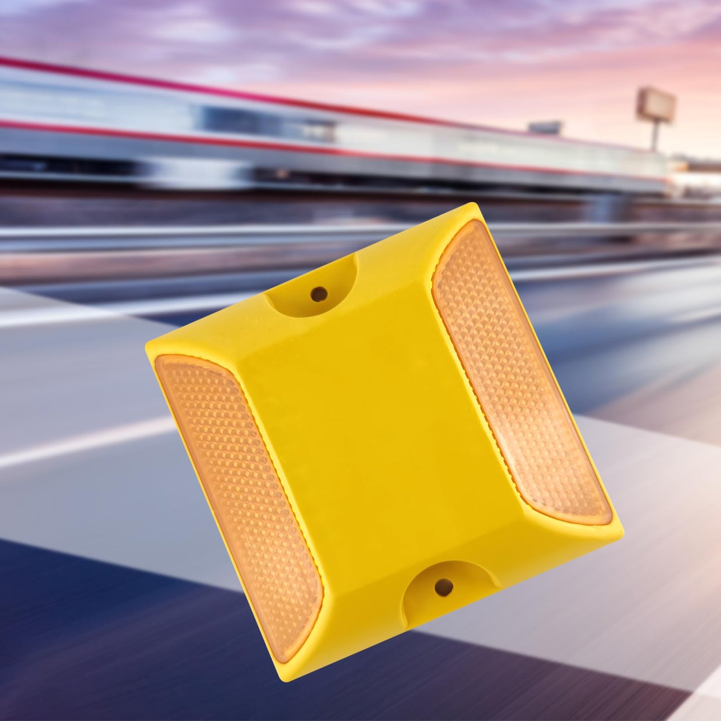 JUAWTYUK Road Reflectors 3-Pack 4x4 Inch with 3 Sets of Expansion Screws - Asphalt Studs for Speed Bumps, Sidewalks, Crossings, Freeways & Driveways