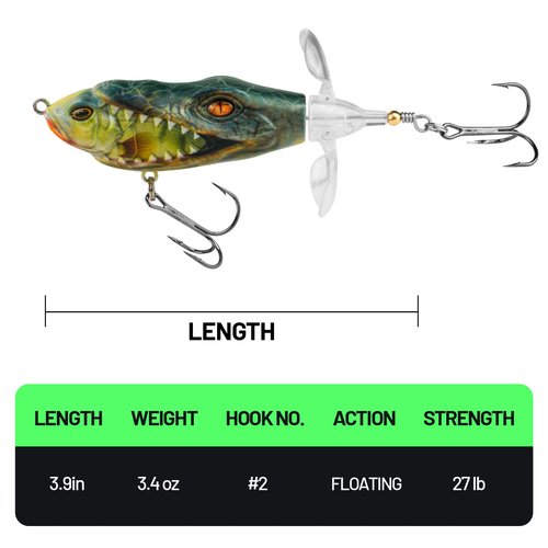 Handing Topwater Fishing Lure 3 Pieces Bass Fishing Lure with Mustad Hook, Lifelike Swimbait for Pike Catfish, for Anglers, 1/2oz, 3/4oz and 1oz