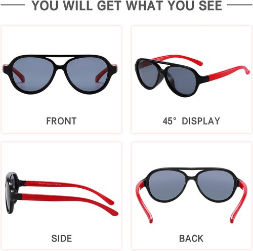DUCO Polarized Kids Aviator Sunglasses for Boys Girls Flexible Toddler Shades UV Protection Age 3-5 K011