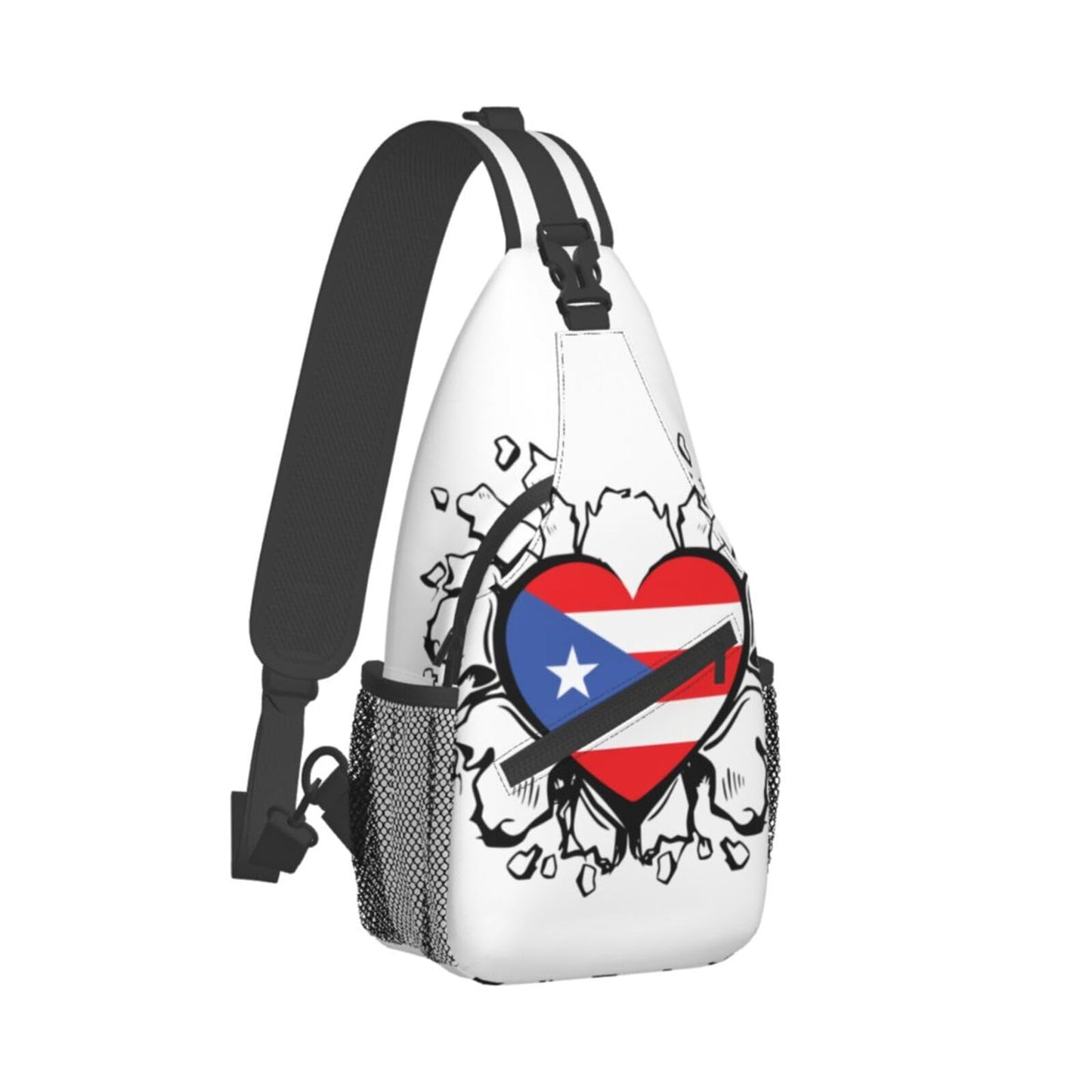 Puerto Rico Flag Sling Bag,Multipurpose Crossbody Backpack Shoulder Chest Bag for Women Men Travel Hiking Daypack