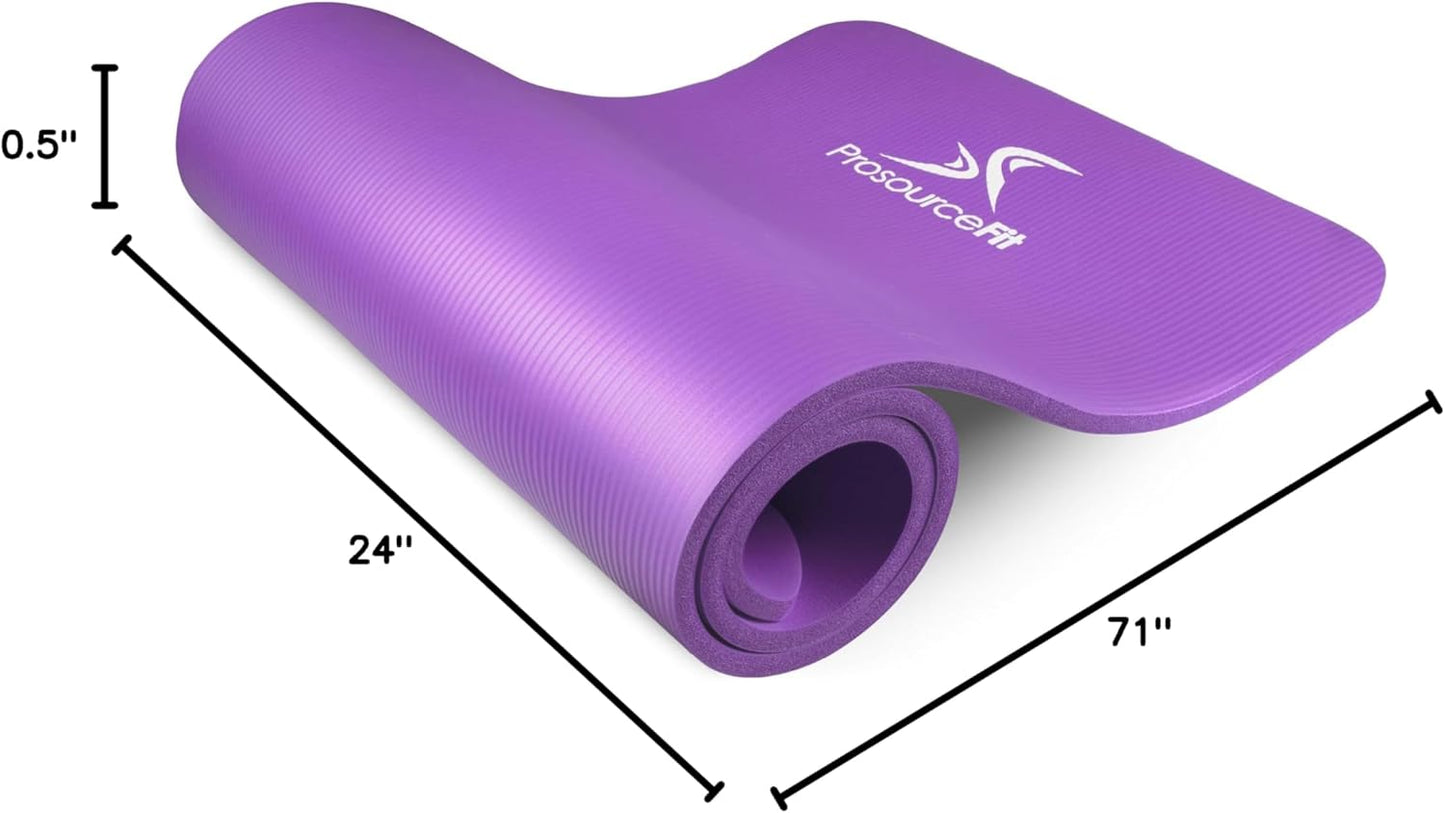 Extra Thick ½” Yoga & Pilates Mat - 71” High Density Foam with Carry Strap