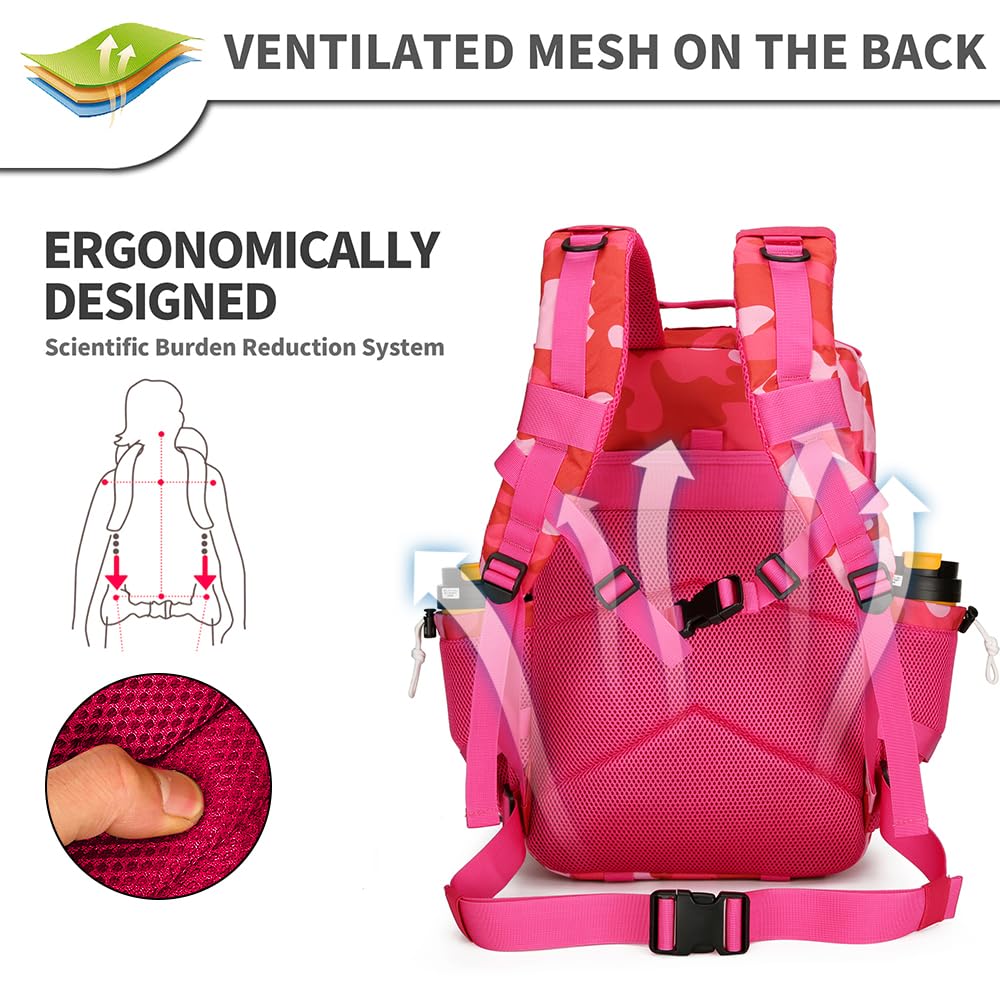 HongXingHai 45L Military Tactical Backpacks 3 Days Assault Pack Bag Fitness Rucksack Bug Out Bag Hiking Treeking (Rose Red CP)