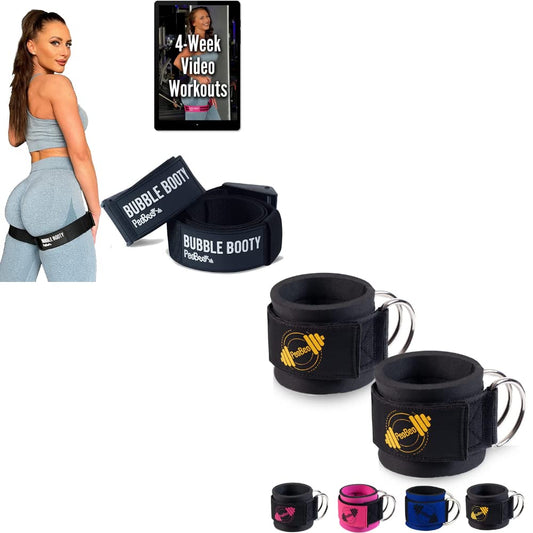 2 Pack Blood Flow Restriction Bands for Women Glutes and 2 Pack Ankle Strap for Cable Machine Cable Attachments for Gym
