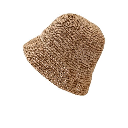 Women's Hollow Mesh Bucket Hats for Summer Casual Beach One Size Foldable Fishing Sunhats Khaki