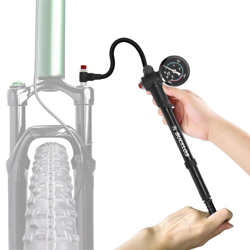 BUCKLOS Bike Shock Pump High Pressure Suspension Fork Pumps Rear Shocks Bicycle Tire Pump 300 Psi Max for Mountain, Road Bikes and Motorcycle Air Front Fork with Gauge No-Loss Schrader Valve Bike Tool