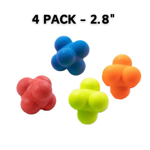 ROLUXENTIA Reaction Balls 4 Pack, 2.8 Inch - Baseball Handball Reflex Training Equipment, Hand-Eye Coordination, Speed Reflex Trainer for Agility Games and Garden Family Gatherings