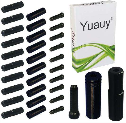 (Total 30 PCS 10 PCs 5mm Black Alloy Road Mountain Bicycle Bike Brake Cable Tips Caps End Crimp + 10 PCs 4mm Shift Derailleur Cable Tips End + 10 PCs Cable End Crimps