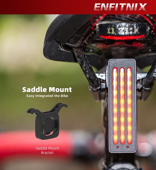 ENFITNIX XlitET2 USB Smart Bike Tail Light, Bicycle Brake Sensing Rear Bike Light,IPX6 Waterproof 5 Modes Safety Warning LED Bike Light