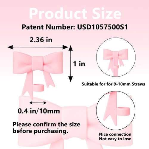 YAYAYOUNG Stanley Cup Accessories Set Including 2Pcs Silicone Bow Straw Covers Cap Toppers for 0.4 in/10mm Straws,2Pcs Silicone-Boots for Stanleys Cups 40oz & 30oz Tumbler(Pink)
