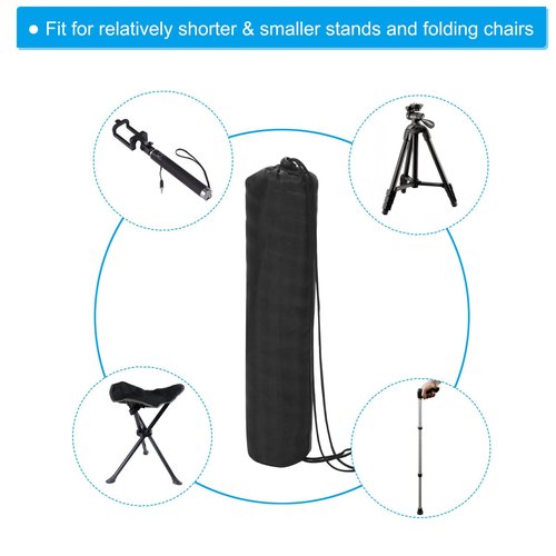 PATIKIL 18x4.7 Inch Mini Tripod Monopod Case Bag, Nylon Foldable Tripod Carrying Case Storage Bag with Shoulder Strap for Outdoor Travel Camping, Black