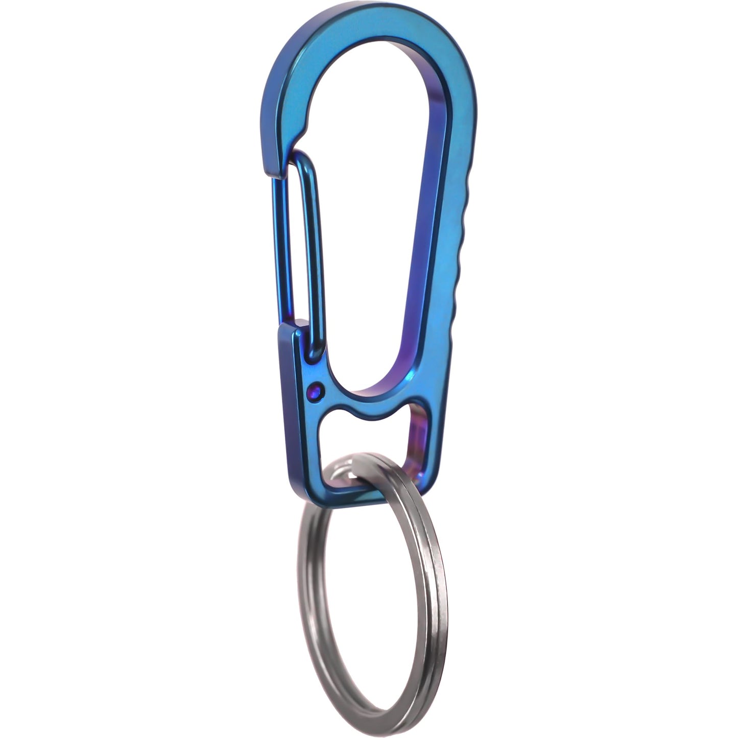 AIIKEE Titanium Carabiner Keychain Clip, Heavy Duty EDC Key Clips Anti-Lost Quick Release Keychain for Backpack Hook-Blue