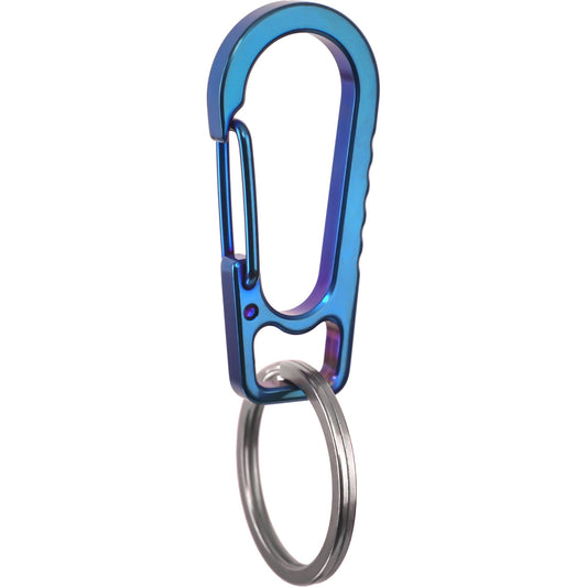 AIIKEE Titanium Carabiner Keychain Clip, Heavy Duty EDC Key Clips Anti-Lost Quick Release Keychain for Backpack Hook-Blue