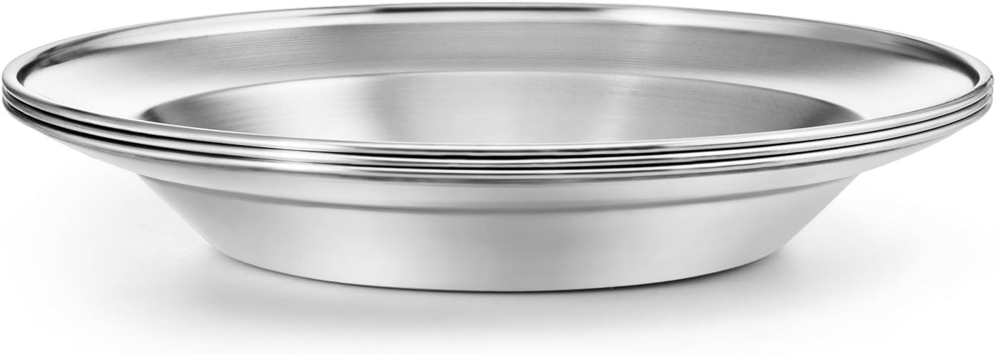 Stainless Steel Plate Set - 8.5 inch Ultra-Portable Dinnerware Set BPA Free Plates for Outdoor Camping | Hiking | Picnic | BBQ | Beach