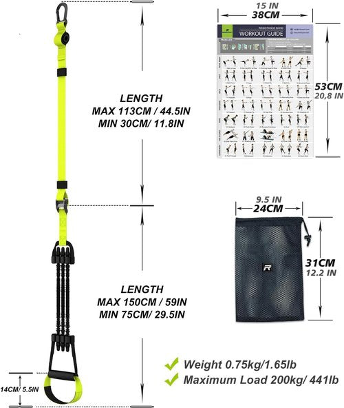 RHINOSPORT Pull Up Assistance Bands Chin up bar Assistance Bands with Door Anchor Workout Exercises Resistance Home Gym