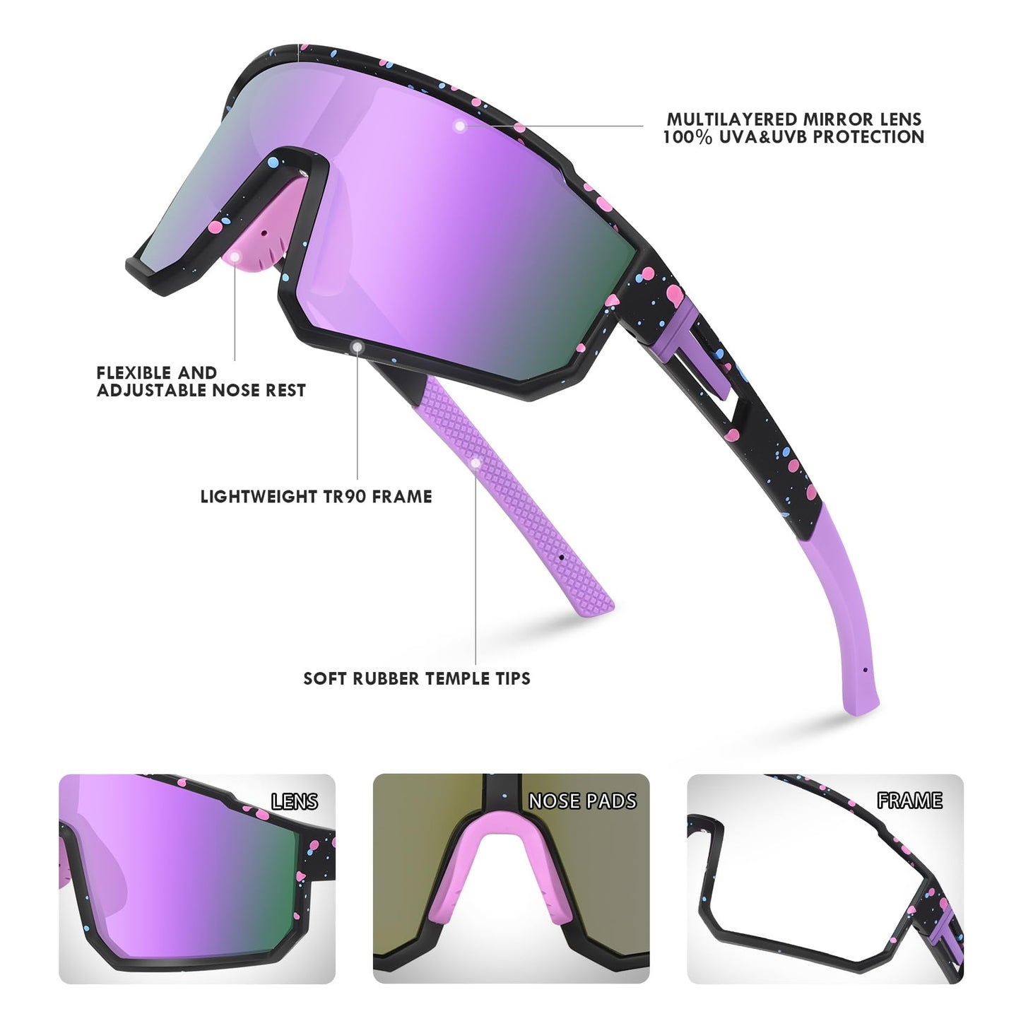 MVPTGRS Youth Baseball Sunglasses for Boys Girls Age 8-14 TR90 Frame Kids Sport Sunglasses for Softball Cycling Baseball Golf