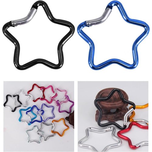 Zenarao 10Pcs Star Keychain, Heart Keychain Clip, Heart Star Carabiner Clip Set Cute Alloy Key Ring Perfect for Backpacks, Water Bottles, Keychains 5 Colors