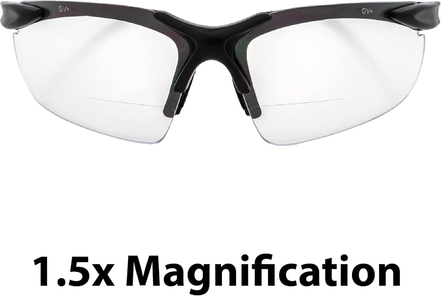 Apex +150 Series Safety Sunglasses - Matte Black Frame & Clear Lenses for UV Protection