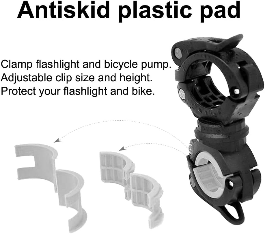 [3 Pack Bike Flashlight Holder, Mount Bicycle Bracket Flashlight Holder Mounting Torch Clip 360 Degree Rotation