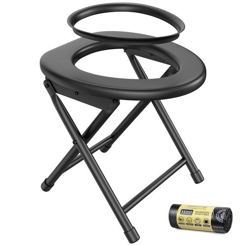BLIKA Portable Toilet for Camping & Travel - 300LBS Weight Capacity, Folding Toilet with Removable Plastic Ring and Bags