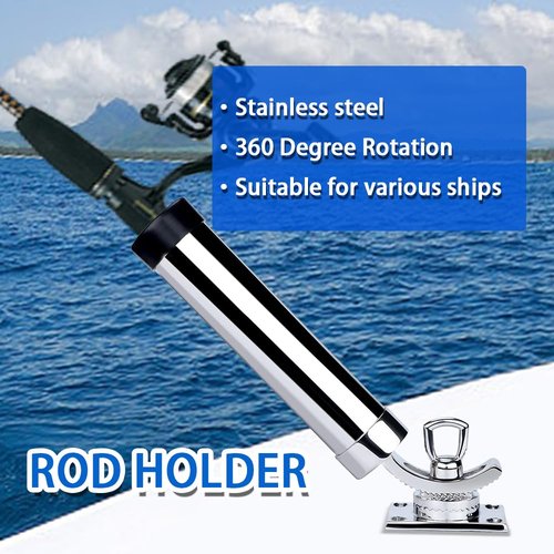Mojiate Set of 2 Fishing Rod Holder, 360 Degree Rotation Fishing Rod Outrigger, 316 Stainless Steel Adjustable Pole Support for Marine Boat Yacht and More