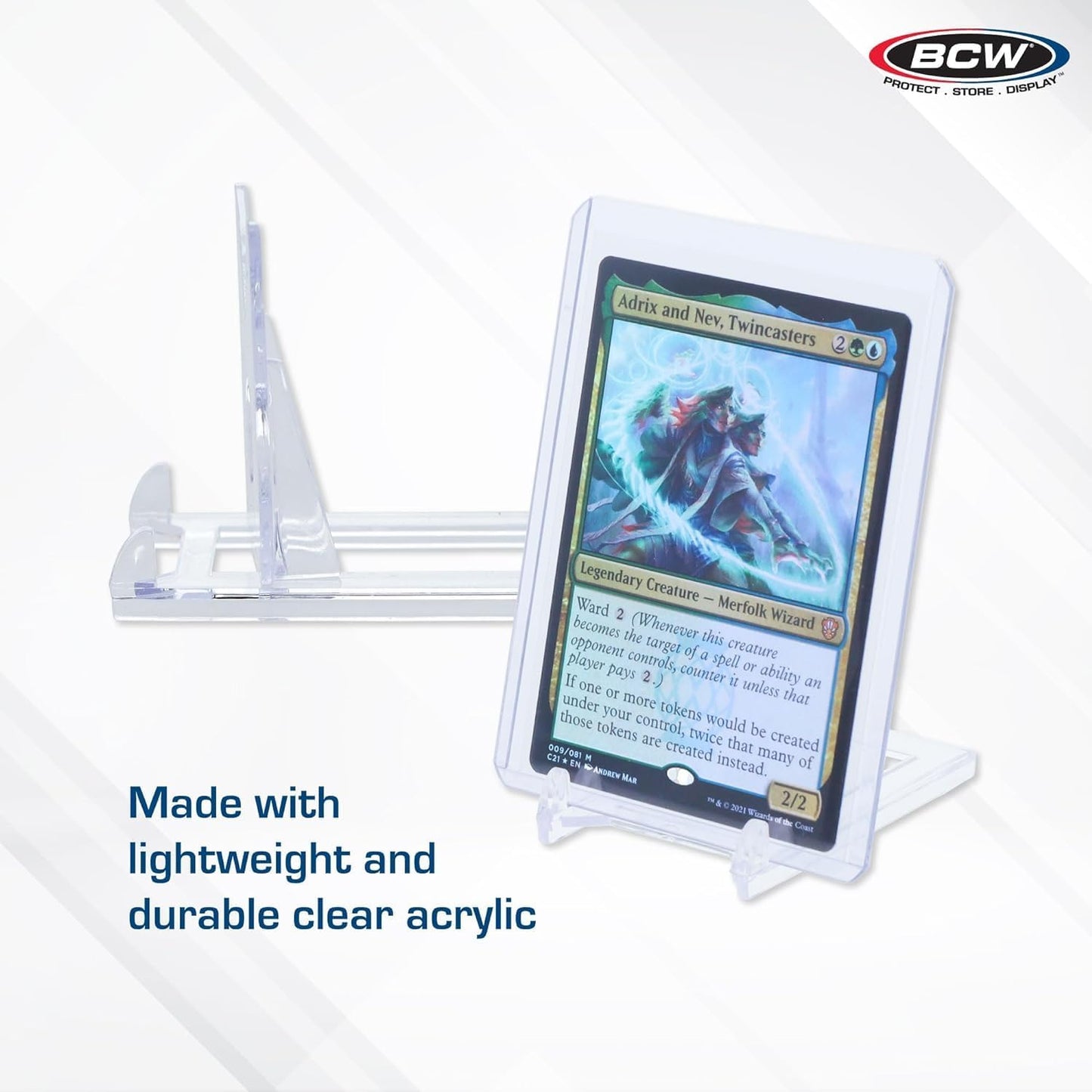 BCW 2-Piece Card Display Stands | Showcase Top Loaders, Magnetics, Screwdowns |Trading Card Display| Card Display Stand | Card Stand | Semi Rigid Card Holder Stand (20 Pack)