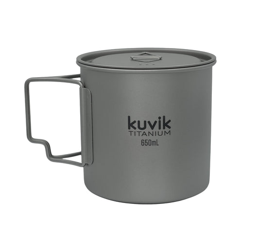 Kuvik Titanium Pot with Lid 650ml (22 oz) - Ultralight and Compact Pot for Backpacking, Camping, and Survival