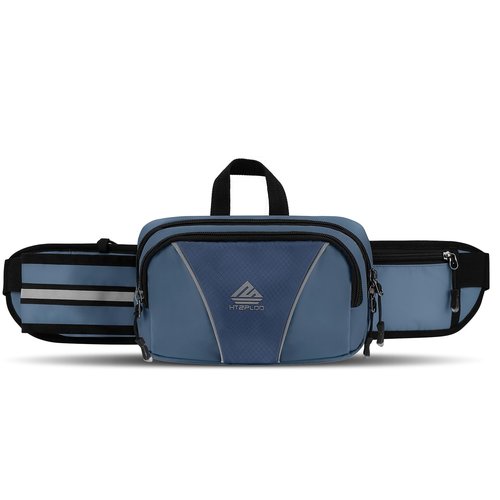 HTZPLOO Fanny Pack for Men Women Waist Bag with Water Bottle Holder for Hiking, Travel,Dog Walking, Workout (Dark Blue)