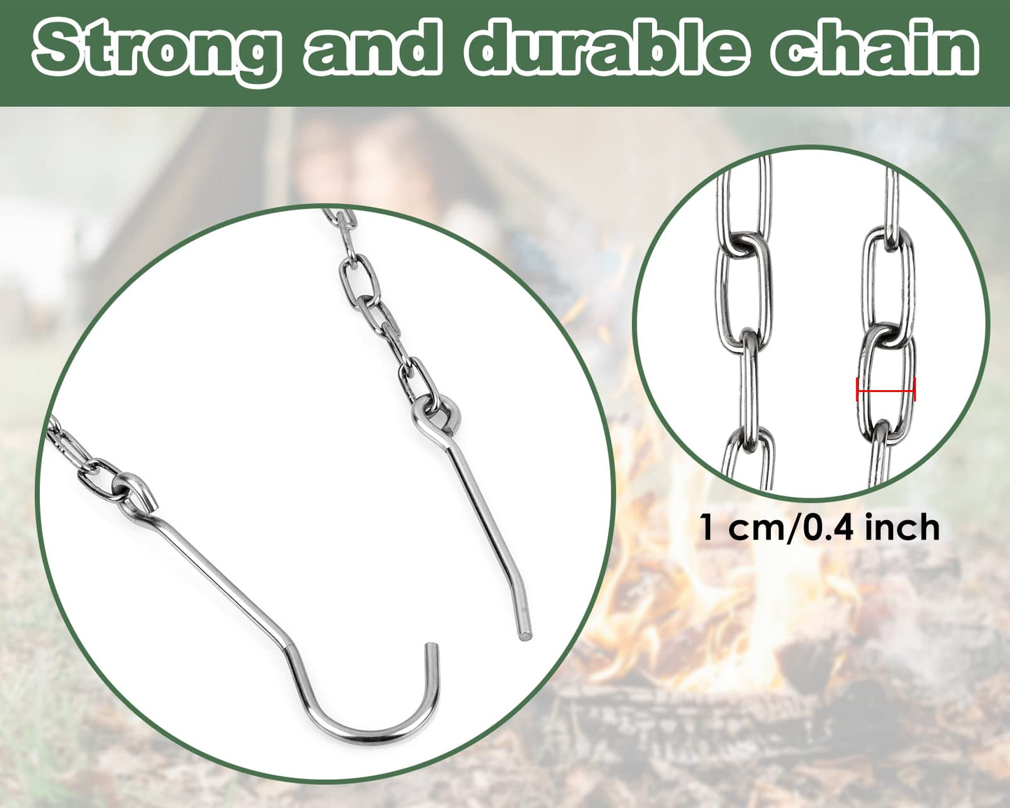 DS. DISTINCTIVE STYLE Stainless Steel Campfire Tripod Plate for Outdoor Cooking - Turn Branches into Camping Tripod for Hanging Cookware - Camping Accessories for Fire Pit and Outdoor Oven