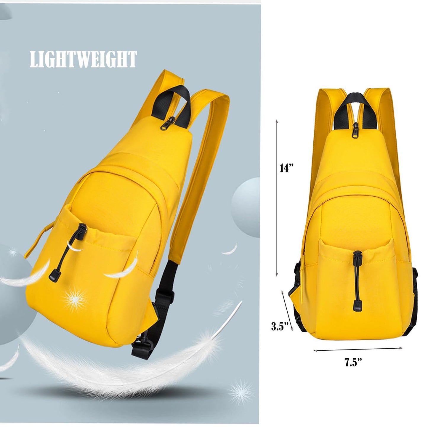 JENAGREEN Waterproof Sling Backpack Crossbody Sling Bag for Women Men, Multipurpose Travel Hiking Adjustable Chest Bag Casual Daypack