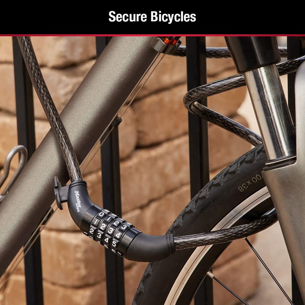 Master Lock Bike Lock Cable with Combination Black, 8143D