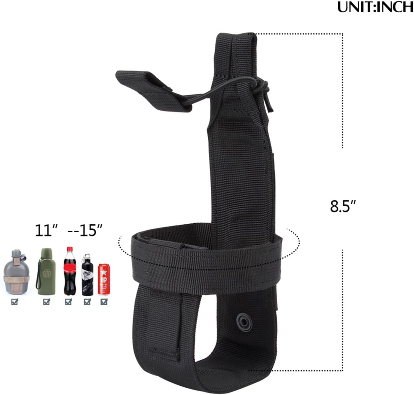 EXCELLENT ELITE SPANKER Tactical Military Portable Belt Bottle Holder Pouch Molle Adjust EDC Water Bottle Carrier for Hunting Walking Running Traveling