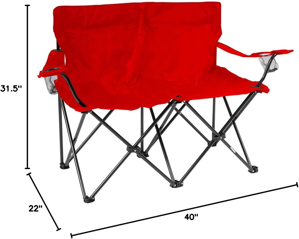 Trademark Innovations Loveseat Style Double Camp Chair, 40" L x 22" W x 31.5" H, Polyester, Army Green