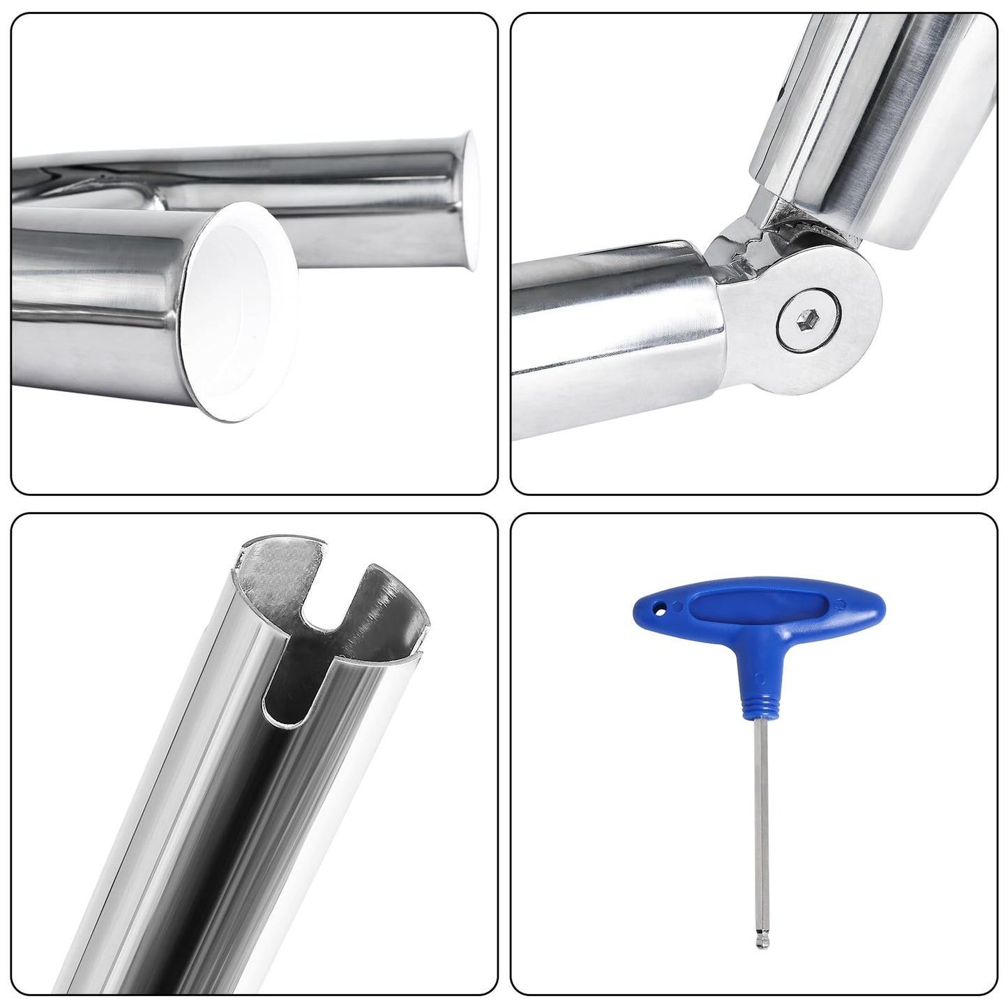 NovelBee 3 Tube Fishing Rod Holders,Polished Stainless Steel Trident Outrigger Stylish Rod Holder,Adjustable Kite Fishing Mount 3-Rod Holder