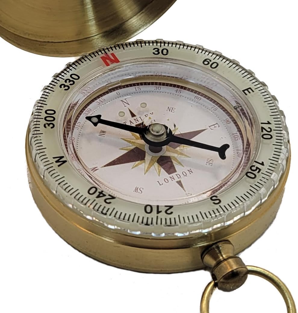 Glow in The Dark Brass Pocket Compass – Waterproof Navigation Tool for Camping, Hiking, Backpacking, Orienteering, Hunting, Survival Gear, Outdoor Safety & Adventure Gift