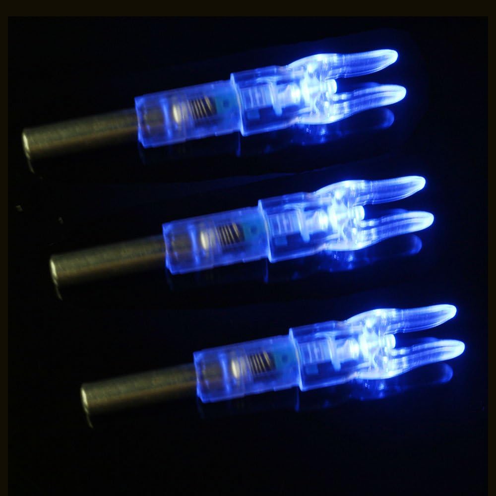 6PCS-New S Lighted Nock for Arrows with .244/6.2mm Inside Diameter Led Nocks with Switch Button for Archery Hunting