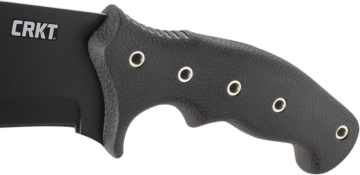 CRKT Halfachance Fixed Blade Parang Machete: 18 Inch Black Powder Coated Carbon Steel Parang Style Blade with Nylon Sheath for Survival, Hunting & Camping K920KKP