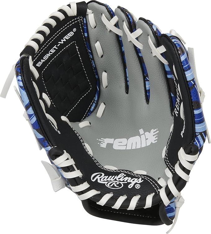Youth Baseball Glove 9 Inch Left Hand Throw Neon Blue Kids T-Ball & Softball