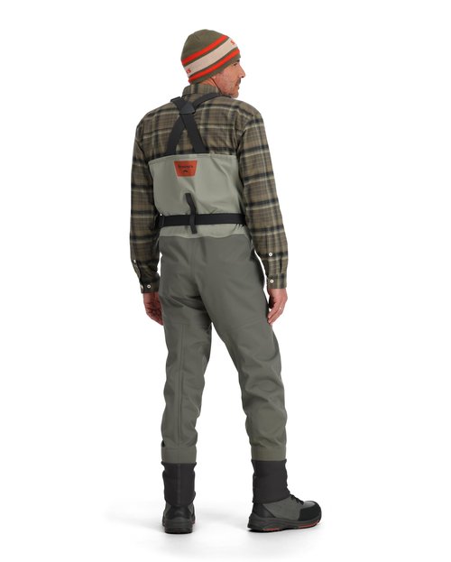 Simms Freestone Z Mens Fishing Waders, Waterproof Chest Stockingfoot Waders w/Gravel Guards, Front Zipper, 4-Layer Breathable, Hunting and Fly Fishing Waders, Smoke, Large 9-11 Foot