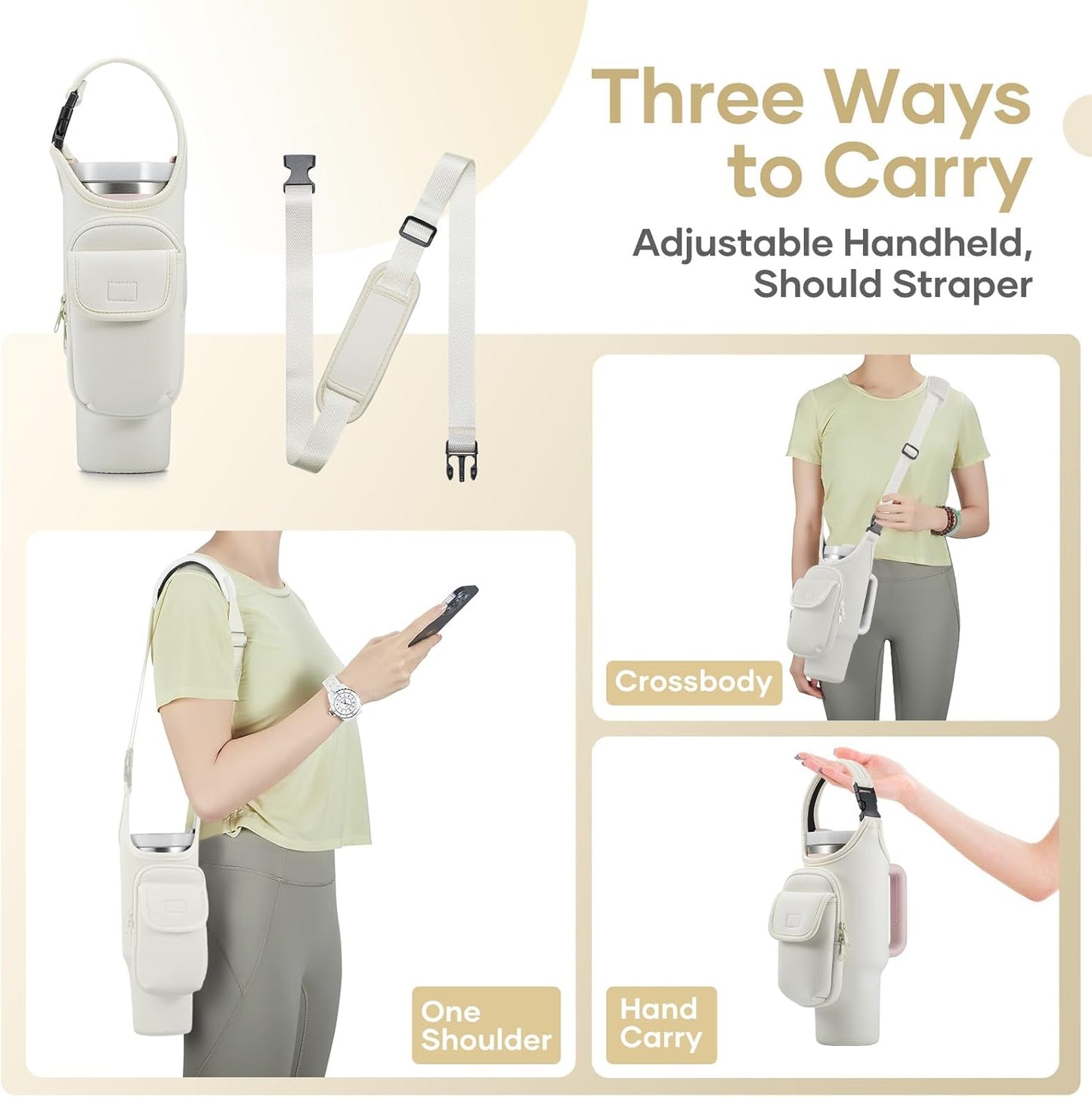 Insulated Neoprene Carrier Bag for Stanley 40/30oz Tumbler | Phone & Flap Pockets