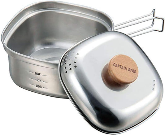 Captain Stag UH-4202 Stainless Steel Square Ramen Cooker, 0.3 gal (1.3 L), Made in Japan, Made in Japan