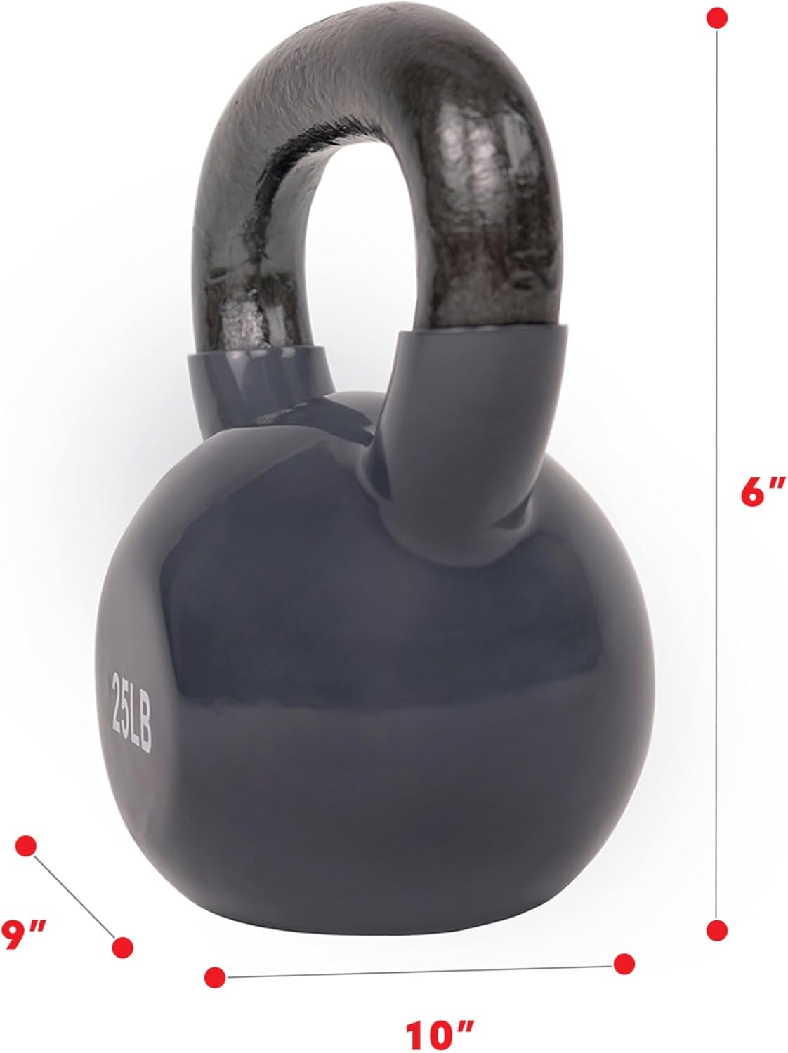 Sunny Health & Fitness Vinyl Coated Kettlebell for Strength Weight Training & Swinging Exercise - In 5, 10, 15, 20, 25 Pound