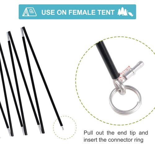 Tentilt Tent Poles Replacement 9.5mm 3/8", Pre-Assembled Black Aluminum Tent Poles 20ft 1.5 inches, 7001 T6 Heated Tent Rod 1 Pole Pack